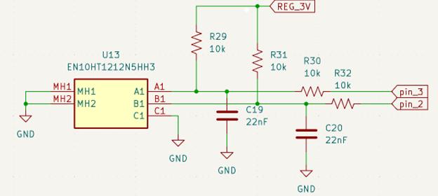 Figure 3: Circuit for rotary encoder (scroll wheel)